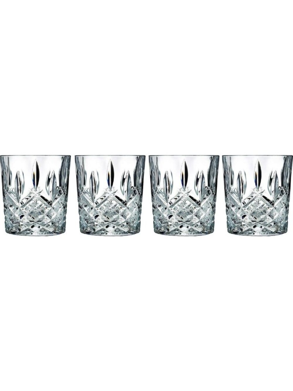 Elegant Double Old Fashioned Glass Set of 4, 11 oz - Clear Crystal Drinkware